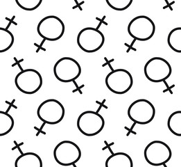 Vector seamless pattern of hand drawn doodle sketch woman symbol isolated on white background © Sweta