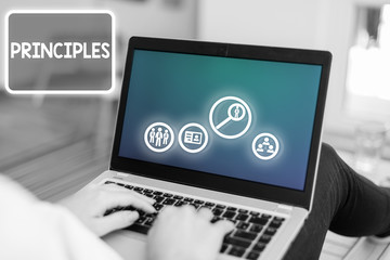 Word writing text Principles. Business photo showcasing fundamental truth that serves as the base...