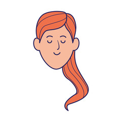 cartoon woman face with eyes closed