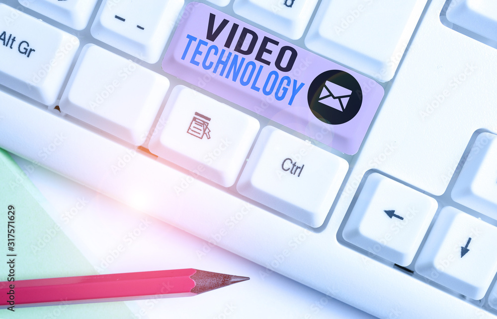 Poster writing note showing video technology. business concept for recording and playing back of moving pic