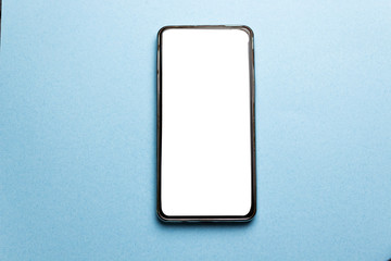 Mobile smartphone isolated on blue background