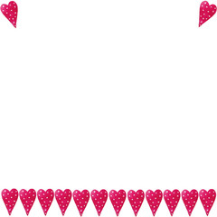 Square frame made of watercolor red hearts on a white background. Use for valentines day, wedding invitations, birthdays, menus and decorations