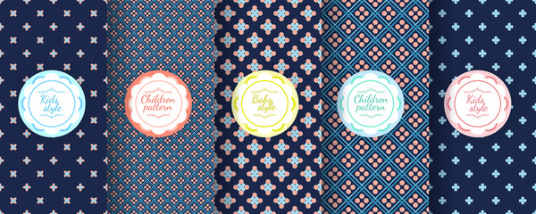 Kids colorful seamless pattern. Cute Baby design background.