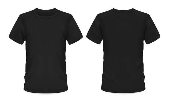 Mockup template, men black t-shirt short sleeve