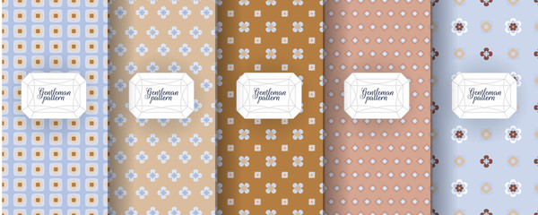 Set of seamless patterns for men s clothing, ties, tuxedos, t-shirts.