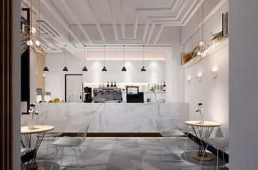 3d render of cafe and restaurant