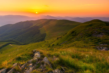 Beautiful summer sunset in the mountains