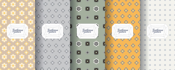 Set of seamless patterns for men s clothing, ties, tuxedos, t-shirts.