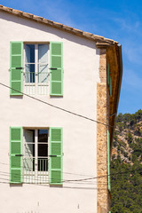 Traditional Spanish architecture of Valldemossa town on Mallorca island, Spain