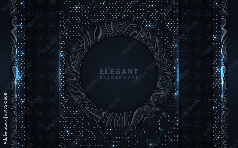 Poster dark abstract background with paper shapes overlap layers. luxury and modern concept texture with si
