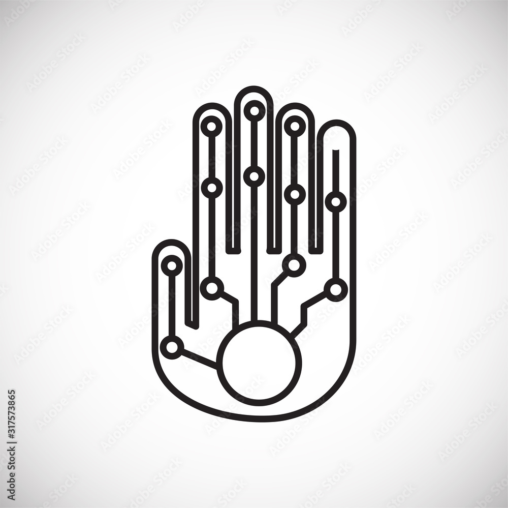 Poster technolgy related outline icon on background for graphic and web design. simple illustration. intern