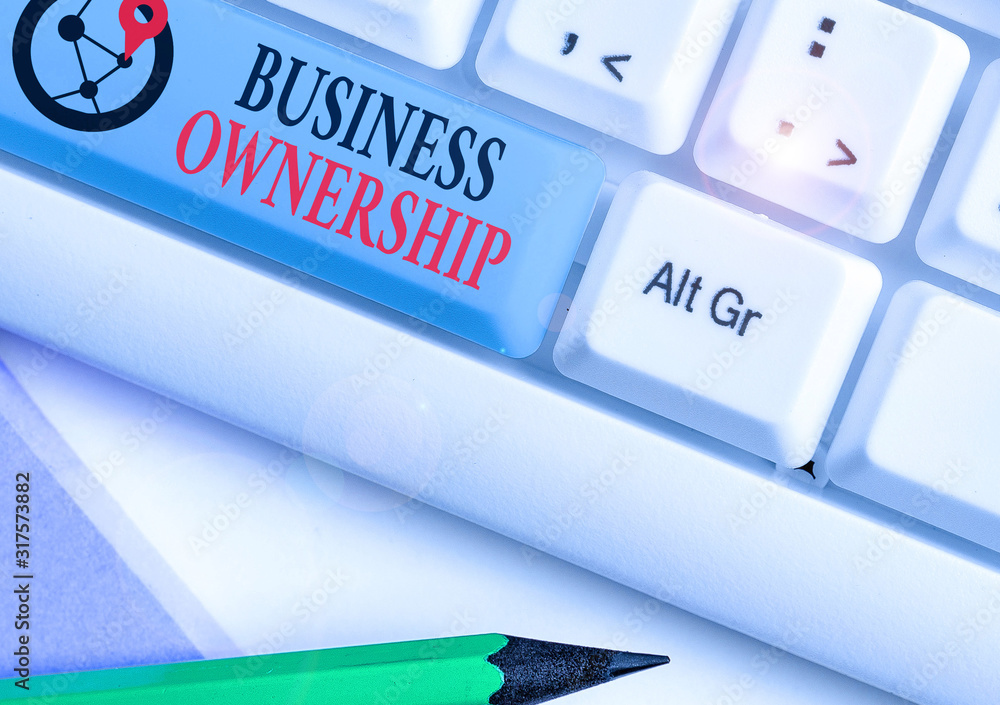 Poster word writing text business ownership. business photo showcasing control or to dictate the operations