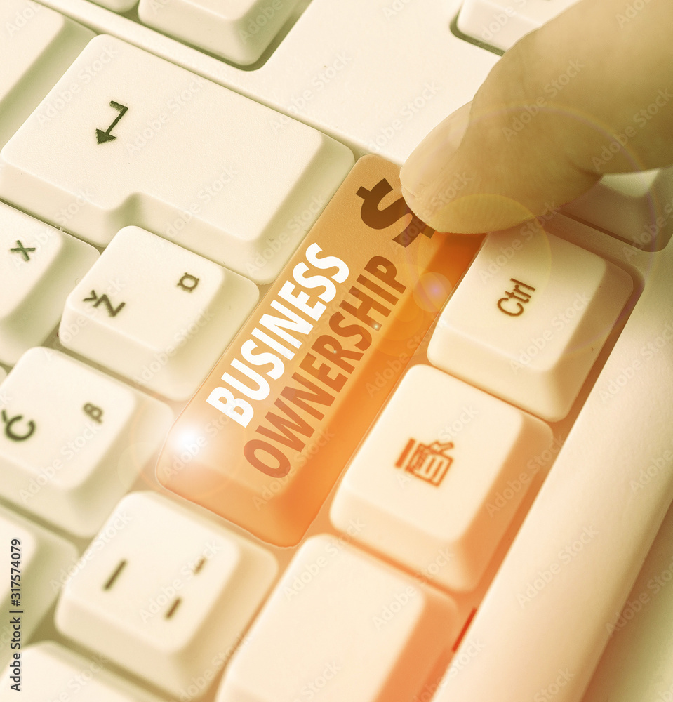 Poster writing note showing business ownership. business concept for control or to dictate the operations a