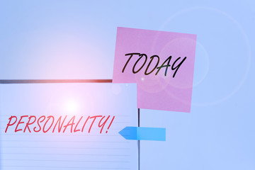 Conceptual hand writing showing Personality. Concept meaning combination characteristics that form...