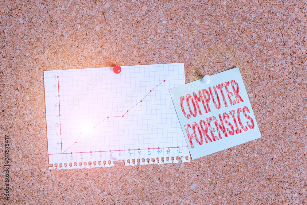 Aufkleber text sign showing computer forensics. business photo showcasing the investigative analysis technique