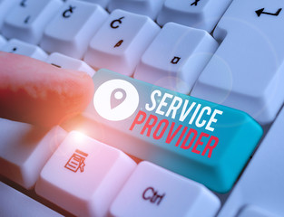 Word writing text Service Provider. Business photo showcasing a company that provides subscribers...