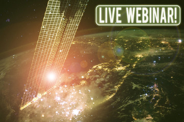 Text sign showing Live Webinar. Business photo showcasing presentation lecture or seminar...