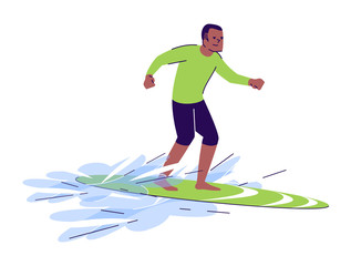 Surfing man flat doodle illustration