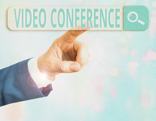 Word writing text Video Conference. Business photo showcasing showing in remote places hold...