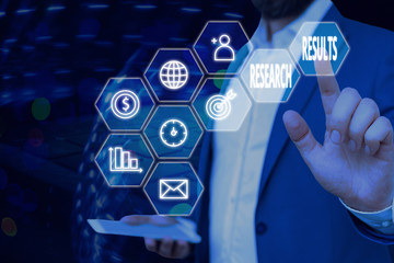 Handwriting text writing Research Results. Conceptual photo findings of the study based upon the information gathered