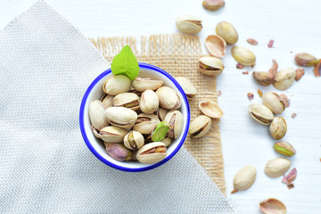  Pistachios with natural green leaf