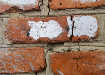 Texture of old red clay brick brick wall and brickwork background