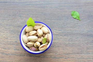  Pistachios with natural green leaf