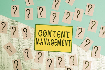 Word writing text Content Management. Business photo showcasing programs used to create and...