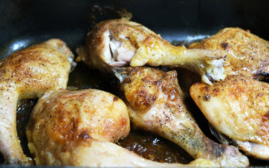 fried chicken legs in a pan