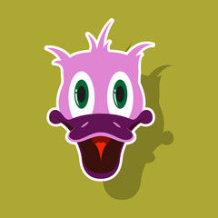 realistic paper sticker on theme funny animal duck