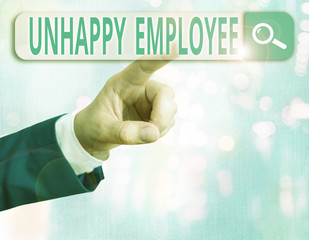 Word writing text Unhappy Employee. Business photo showcasing a workforce not motivated to work or...