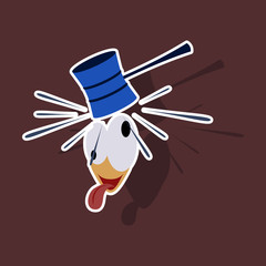 realistic paper sticker on theme humor hammer on the head