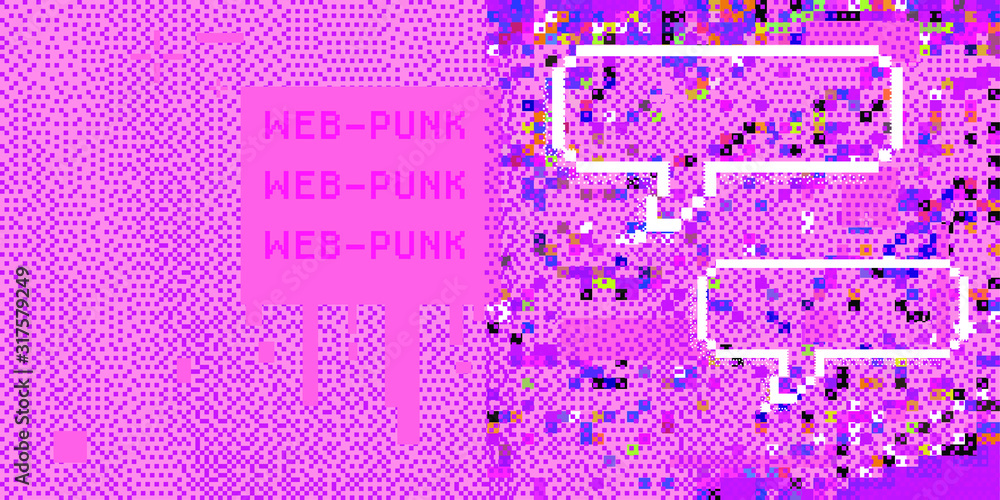 Aufkleber Abstract webpunk and vaporwave style background with pixelated glitched screen. Generative computer art.