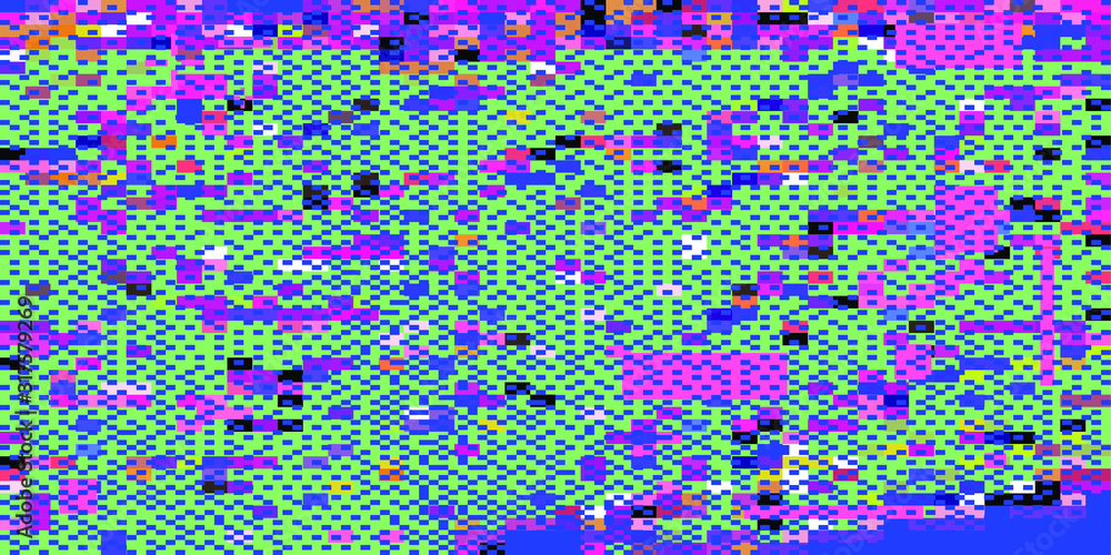 Poster Abstract webpunk and vaporwave style background with pixelated glitched screen. Generative computer art.