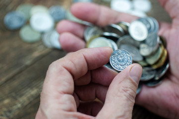 lucky coin in the palm of your hand