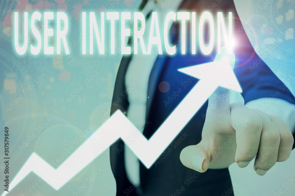 Poster conceptual hand writing showing user interaction. concept meaning the conduit between huanalysis and