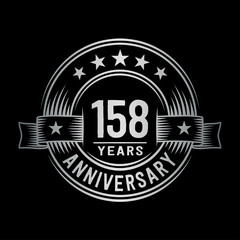 158 years anniversary celebration logotype. Vector and illustration.