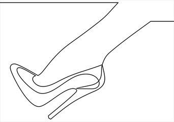 Women's high-heeled shoes. Vector line icon-continuous line drawing