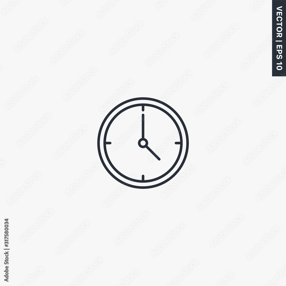 Poster clock, linear style sign for mobile concept and web design