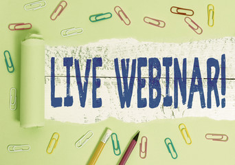 Handwriting text writing Live Webinar. Conceptual photo presentation lecture or seminar transmitted...