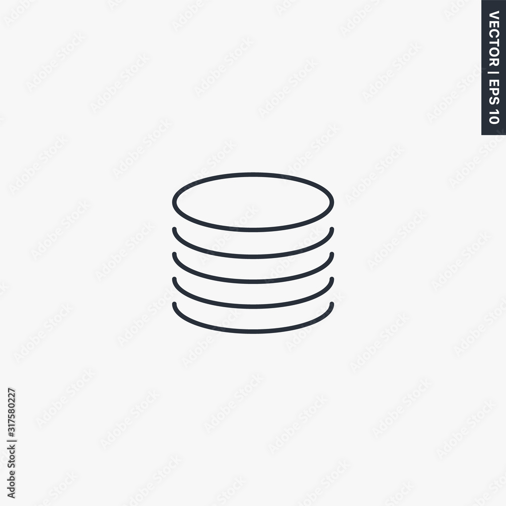 Poster database, linear style sign for mobile concept and web design