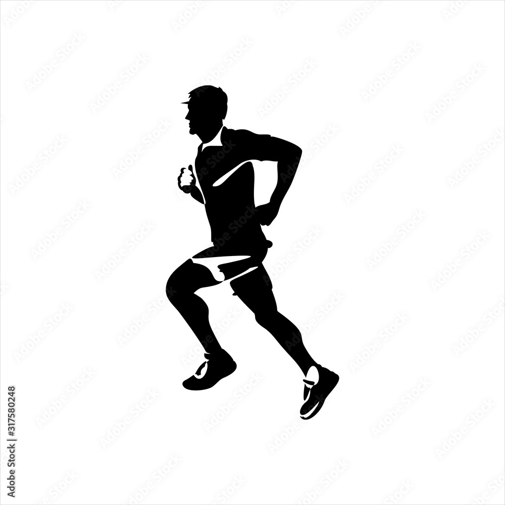 Poster continuous line drawing of running man. vector illustration.