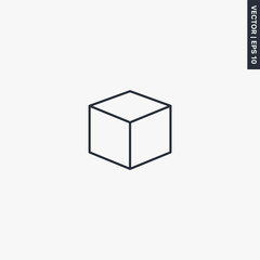 Cube, linear style sign for mobile concept and web design