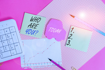 Word writing text Who Are You question. Business photo showcasing Identify yourself description...