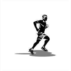 Continuous line drawing of running man. Vector illustration.