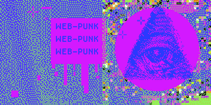 All seeing eye symbol made in pixel art technique. The Eye of Providence occult illustration in webpunk and vaporwave 8-bit style style.