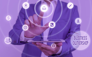 Text sign showing Business Ownership. Business photo text control or to dictate the operations and...