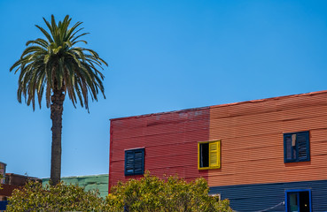Colorful Caminto street scenes in La Boca, the oldest working-class neighborhood of Buenos Aires, Argentina.