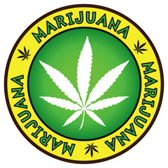 Cannabis marijuana leaf Badge emblem design