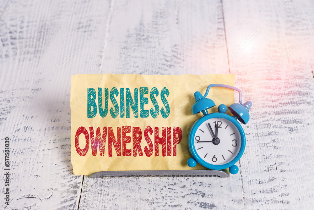 Poster word writing text business ownership. business photo showcasing control or to dictate the operations